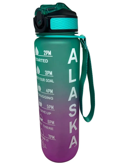 Time Marker Water Bottle, Green/Purple Travel/Bottles and Cups