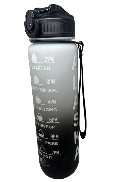 Time Marker Water Bottle, White/ Black Travel/Bottles and Cups