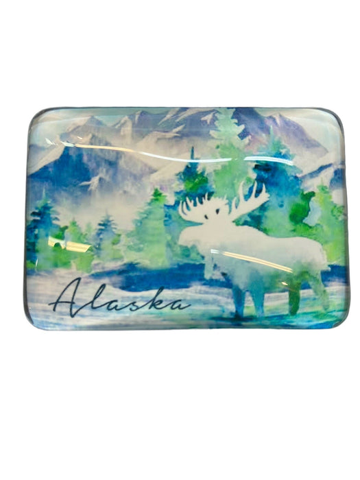Water Color Moose, Glass Magnet COLLECTIBLES / MAGNETS