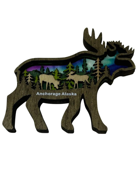 Wood Layered Color Moose Magnet COLLECTIBLES / MAGNETS