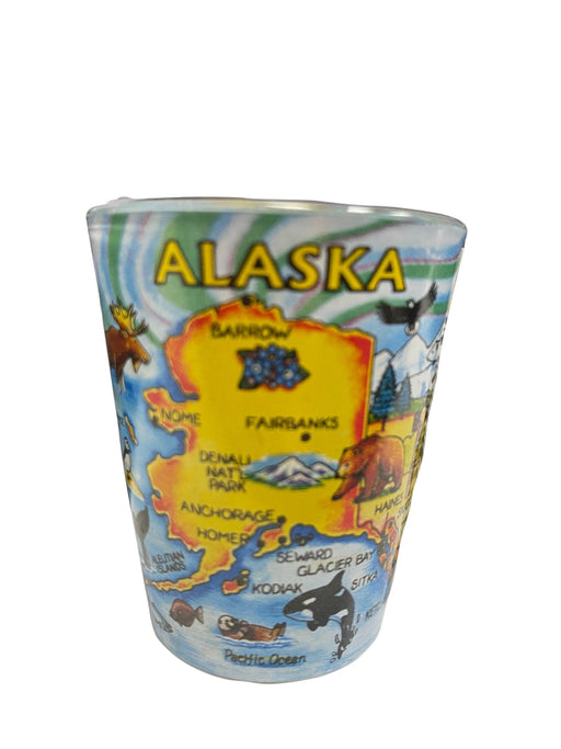 Alaska Aurora Map & Icon, Shot glass KITCHEN / SHOT GLASSES