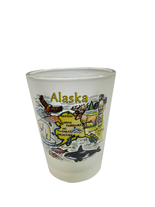 Alaska Map Frosted Shot glass KITCHEN / SHOT GLASSES