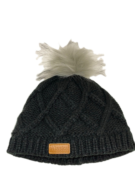 Black Knit Hat with Fuzzy Pom Pom, Winter Hat WEARABLES / WINTER HATS