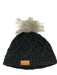 Black Knit Hat with Fuzzy Pom Pom, Winter Hat WEARABLES / WINTER HATS