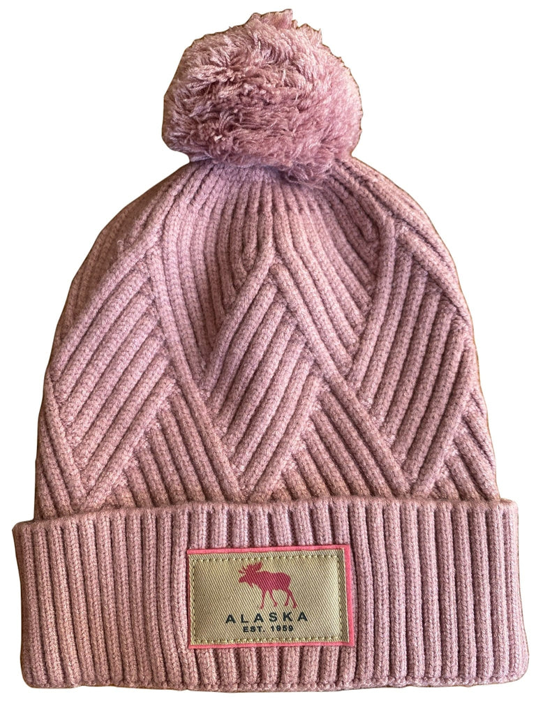 Dusted Rose, Moose EST, Winter Hat with Pom — Polar Bear Gifts