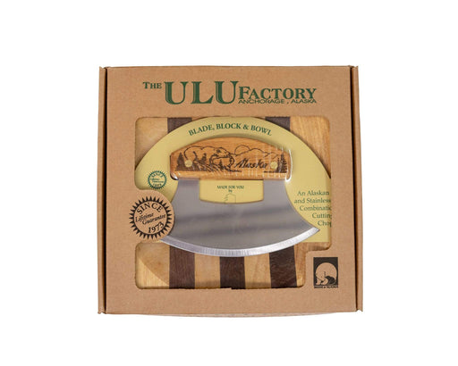 Alaskan Ulu Knife and Chopping Bowl Set Handle Strip Board