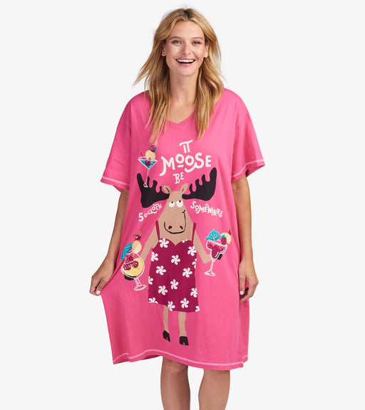 Moose Be O'Clock Somewhere Women's Sleepshirt - Polar Bear Gifts