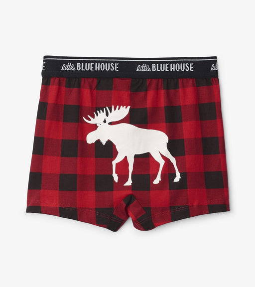 Moose On Plaid Boy's Boxers — Polar Bear Gifts