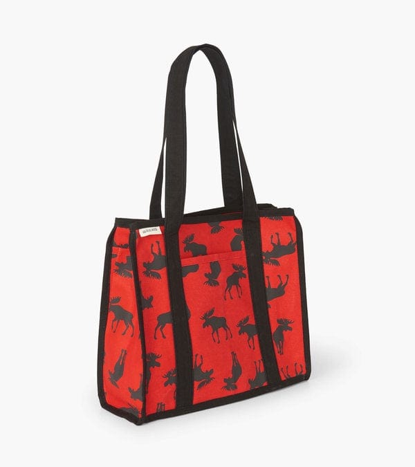 Moose on Red Canvas Tote Bag TRAVEL / TOTES & BAGS