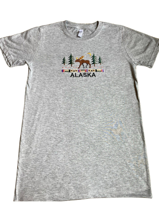 Moose Walking in Trees, Embroidered T-shirt SOFT GOODS / T-SHIRT