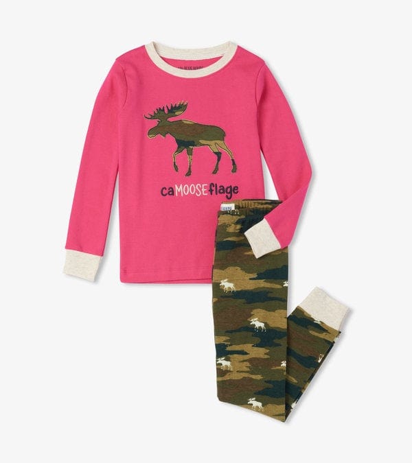 Pink Camo Moose, PJ set Kid's Sleepwear