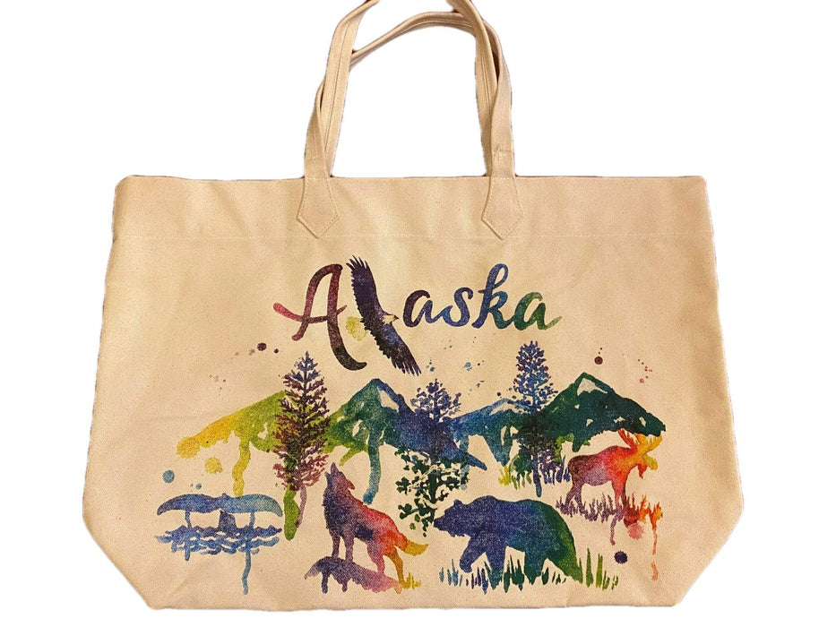 Water Color Alaska Animal, Canvas Tote Bag TRAVEL / TOTES & BAGS